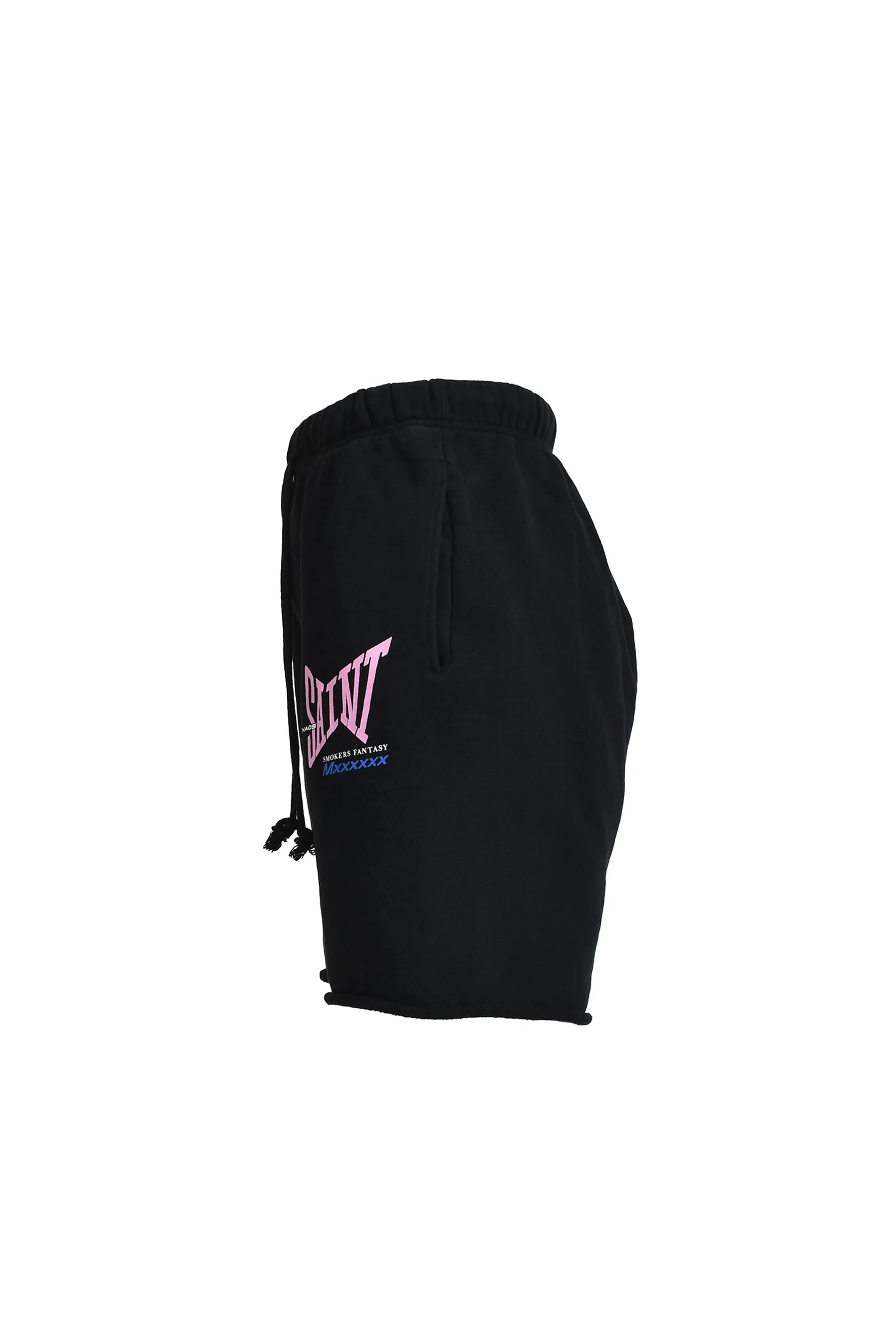 SAINT Mxxxxxx SWEAT SHORTS/RIBON SAINT/BLK pink SAINT LOGO shorts, black S-XL cotton and linen OE yarn fabric, stiff, light, comfortable and breathable, non-locking design, naturally rolled back after water, super handsome version, easy to match, original consistent main mark, wash water mark, little angel anti-counterfeiting mark